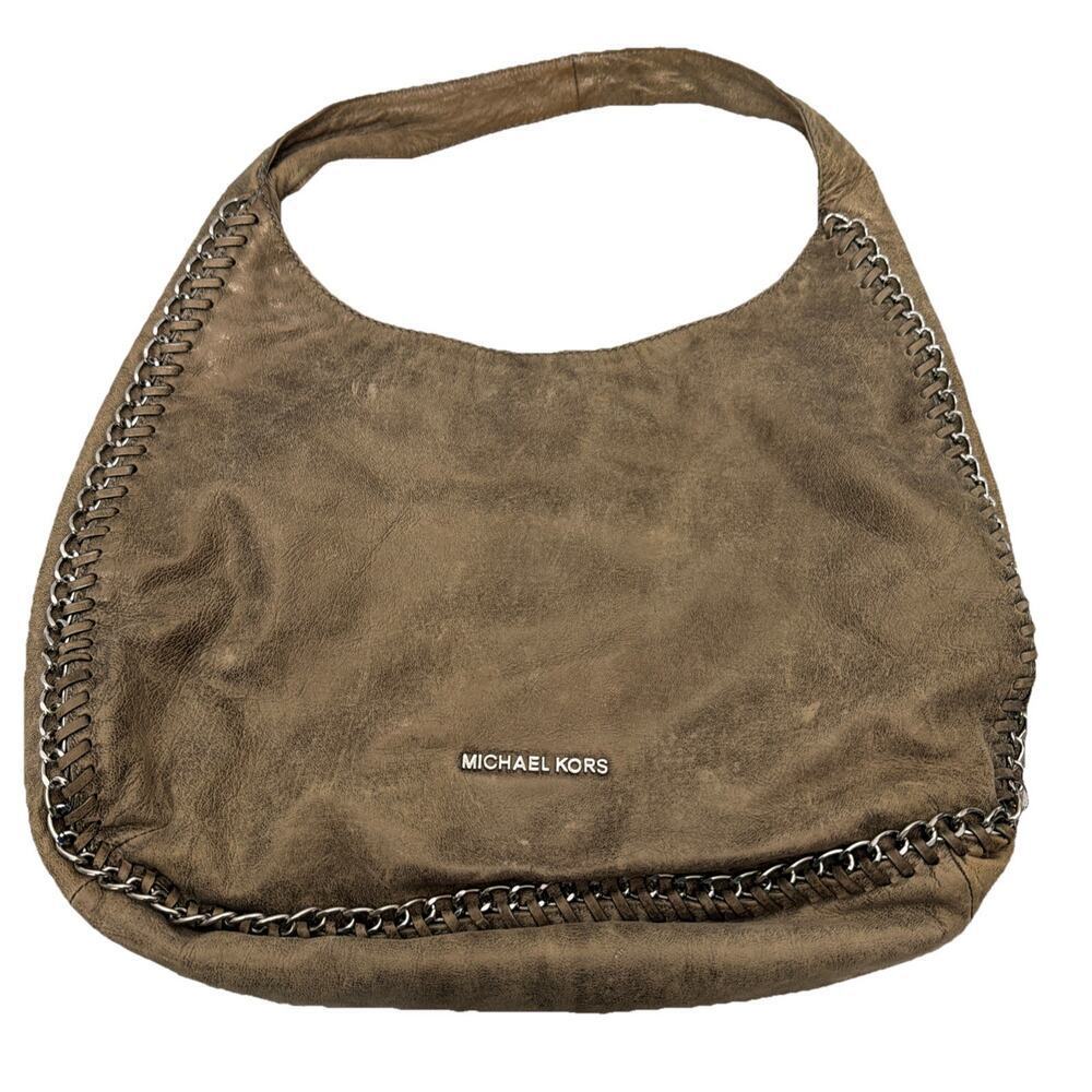 Michael Kors Chelsea Brown Whipstitched Leather Shoulder Bag